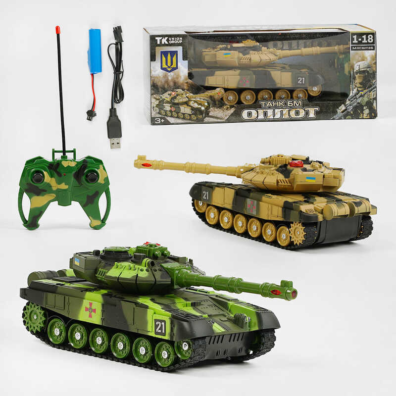 Танк на радіокеруванні “Оплот“ 72942 (24) 2 кольори, “TK Group“, масштаб 1:18, підсвічування, звуки, механічне обертання башти, гусеничний, акум. 3,7 V, в коробці