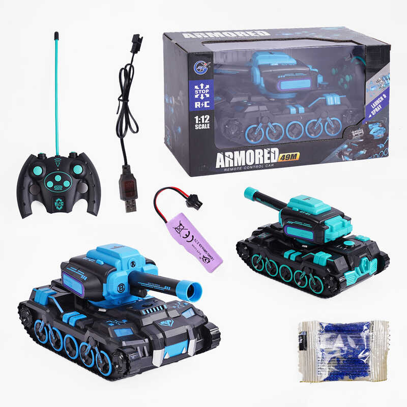 Танк на радіокеруванні 999 D-1 (24) 2 кольори, підсвічування, акумулятор 3.7 V, пульт 49 MHz, стріляє орбізами, орбізи, дріт для підзаряджання, в коробці Танк на радіокеруванні 999 D-1 (24) 2 кольори, підсвічування, акумулятор 3.7 V, пульт 49 MHz, стріляє орбізами, орбізи, дріт для підзаряджання, в коробці