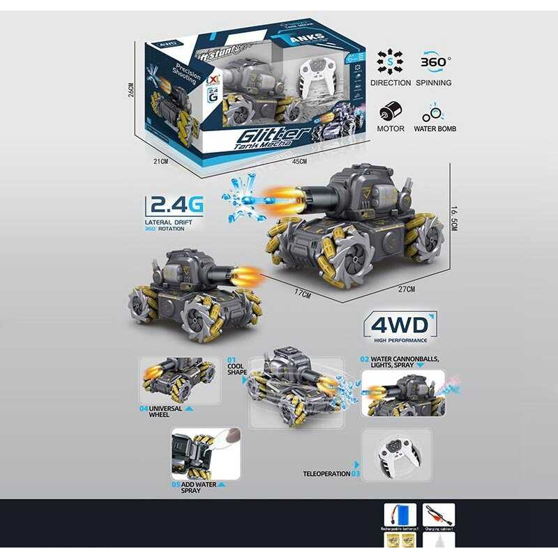 Танк на радіокеруванні CXL 800-102 A3 (12/2) акум. 7.4V, пульт 2.4G, USB-кабель, підсвічування, парогенерація, стріляє орбізами, музика, в коробці Танк на радіокеруванні CXL 800-102 A3 (12/2) акум. 7.4V, пульт 2.4G, USB-кабель, підсвічування, парогенерація, стріляє орбізами, музика, в коробці