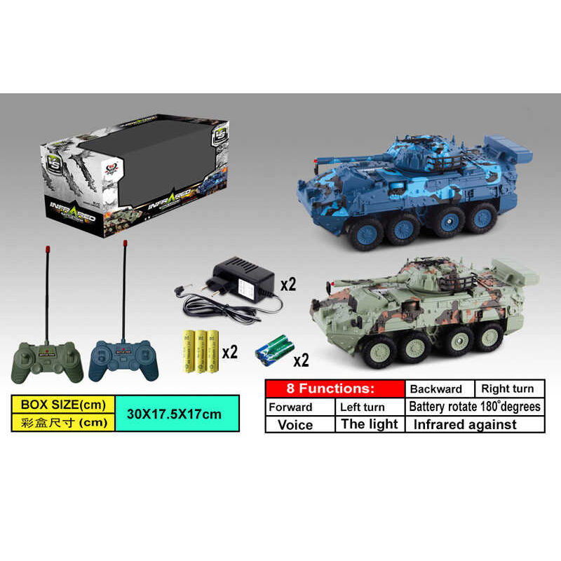 Танковий бій на радіокеруванні 333 ZJ 11 (16) 2 танки, світло, звукові ефекти, імітація стрільби, гумові колеса, башти обертаються, в коробці Танковий бій на радіокеруванні 333 ZJ 11 (16) 2 танки, світло, звукові ефекти, імітація стрільби, гумові колеса, башти обертаються, в коробці