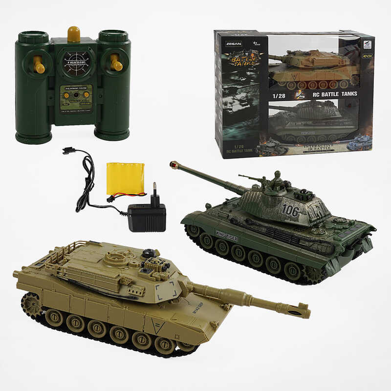 Танковий бій на радіокеруванні 99821 (8/2) 2 танки, акумулятори 4.8 V, пульти 2.4 GMHz, звуки, підсвічування, гумові гусені, рухлива башта, в коробці Танковий бій на радіокеруванні 99821 (8/2) 2 танки, акумулятори 4.8 V, пульти 2.4 GMHz, звуки, підсвічування, гумові гусені, рухлива башта, в коробці