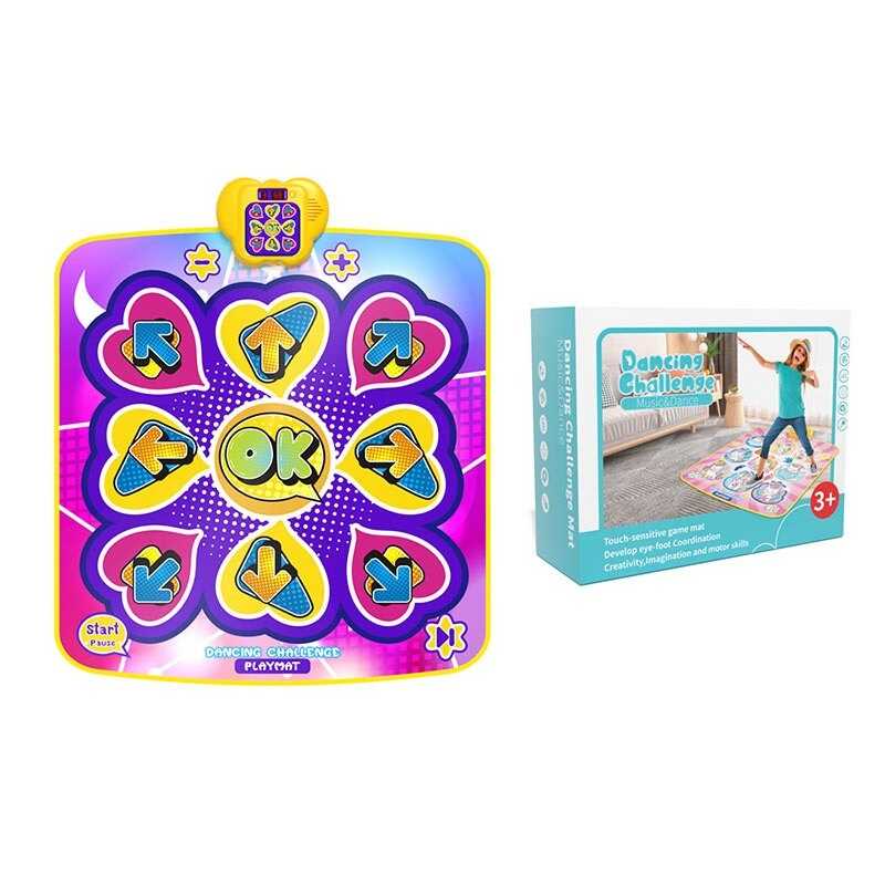 Танцювальний килимок 66399 y-17 (24/2) озвучення англійською мовою, на батарейках, 84 х 100 см, музика, пісні, підсвічування, 5 режимів гри, в коробці 