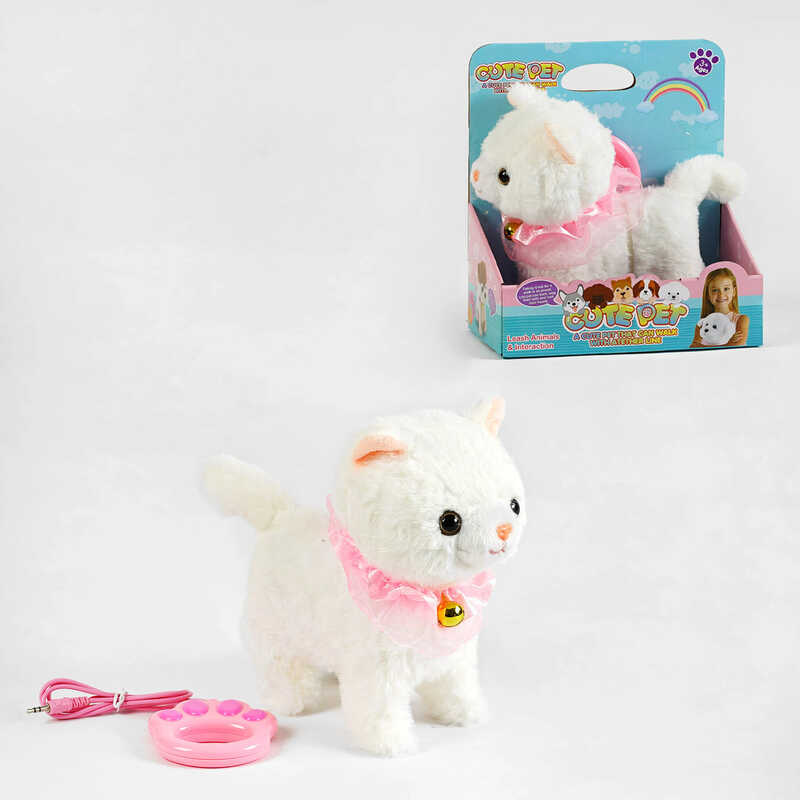 Тварина на батарейках 933-29 E (24/2) “Кошеня”, ходить, нявкає, виляє хвостом, повідець-пульт керування, в коробці