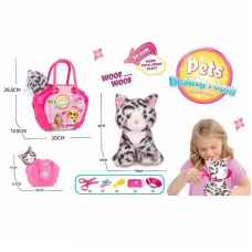 Тваринка DR 5127 (48/2) “Кошеня”, м’яка іграшка, набір грумера, сумка-переноска, 7 аксесуарів, в сумці