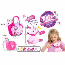 Тваринка з аксесуарами DR 5108 (48/2) “Єдиноріг”, м’яка іграшка, набір грумера, сумка-переноска, 7 аксесуарів, у сумці