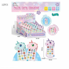 Телефон 626-21 (32/2) ЦІНА ЗА 12 ШТУК В БЛОЦІ, музика, пісні, озвучування англійською мовою, числа, тварини, режими гри, на батарейках, підсвітка,  в коробці