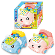 Телефончик на колесах 30708 (36) “WToys“, 2 кольори, ОЗВУЧУВАННЯ УКРАЇНСЬКОЮ МОВОЮ, колесо вільного руху, пісні, цифри, звуки, казки, світло, в коробці