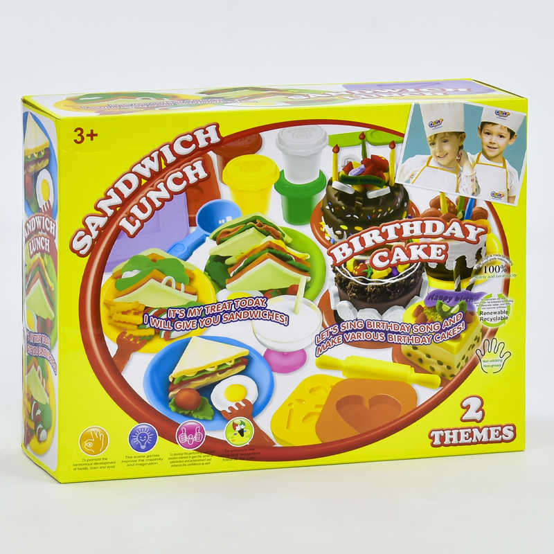 Тісто для ліплення 8328 (12) “Сендвіч-Ланч“, 10 баночок тіста, аксесуари, ковпак, в коробці