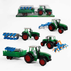 Трактор 0488-115 /114/106 (36/2) довжина 24 см, інерція, знімний причіп, навісне обладнання, пластикові колеса з протектором, в слюді