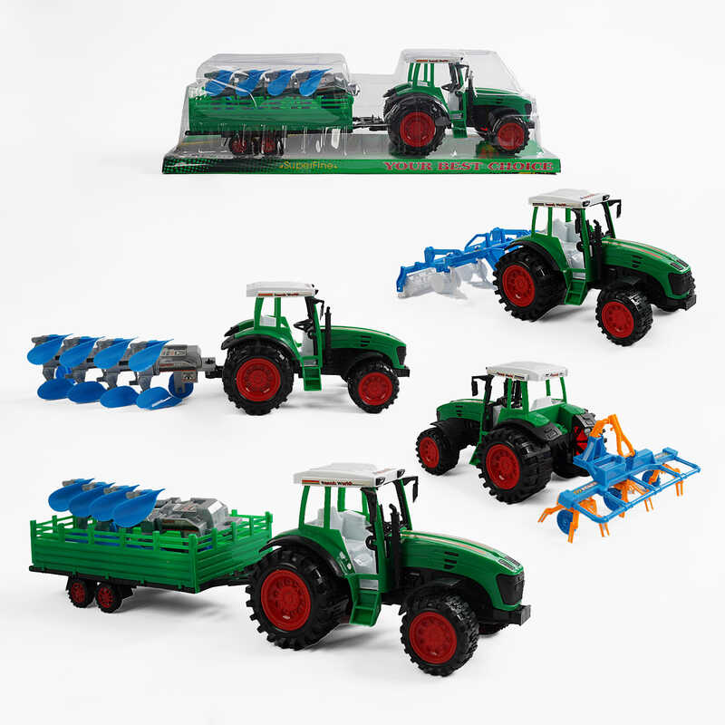 Трактор 0488-115 /114/106 (36/2) довжина 24 см, інерція, знімний причіп, навісне обладнання, пластикові колеса з протектором, в слюді Трактор 0488-115 /114/106 (36/2) довжина 24 см, інерція, знімний причіп, навісне обладнання, пластикові колеса з протектором, в слюді