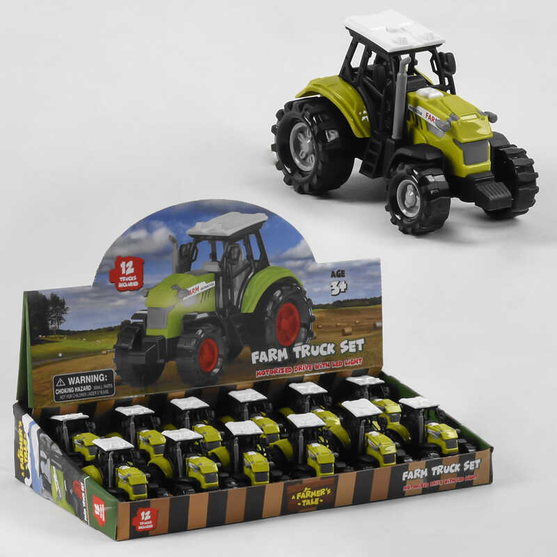 Трактор 550-11 Р (24) ЦІНА ЗА 12 ШТУК В БЛОЦІ, на батарейках, підсічування корпуса, звук роботи техніки, в коробці