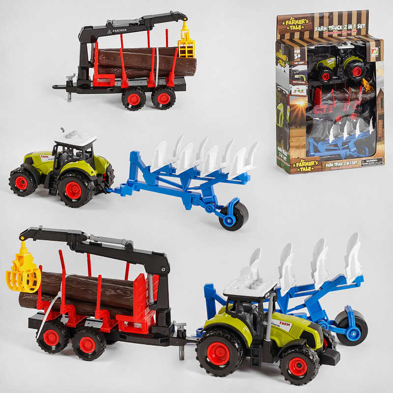 Трактор 550-19 Е (24) світло, звук, інерція, причіп, три колоди, в коробці