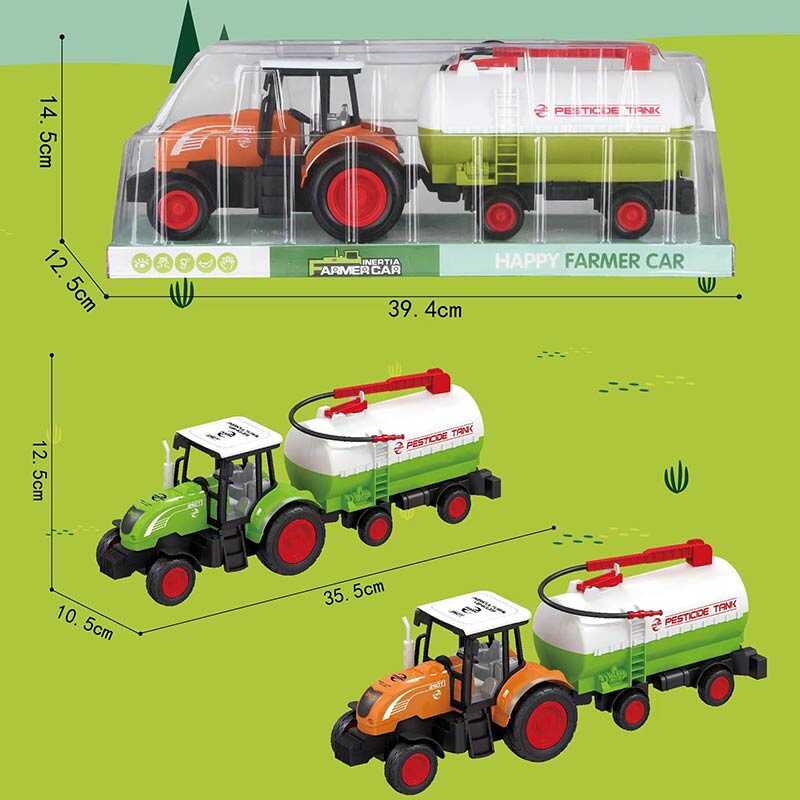 Трактор 727-24 (48/2) 2 кольори, інерція, знімний причеп, рухомі деталі, в слюді