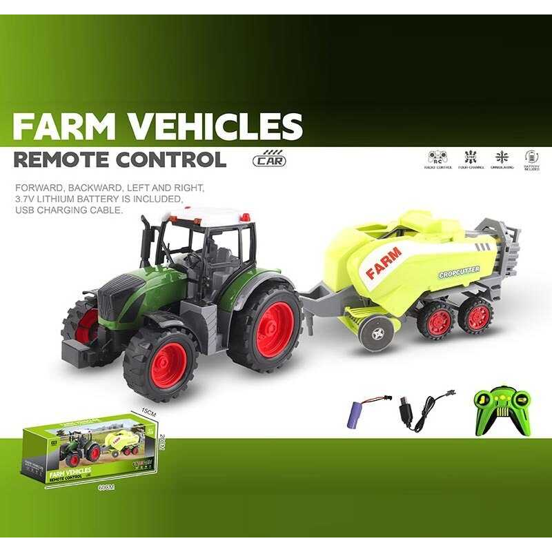 Трактор на радіокеруванні YJ 142-3 (15) акумулятор 3.7. V, USB кабель, пульт керування, масштаб 1:16, причіп, в коробці