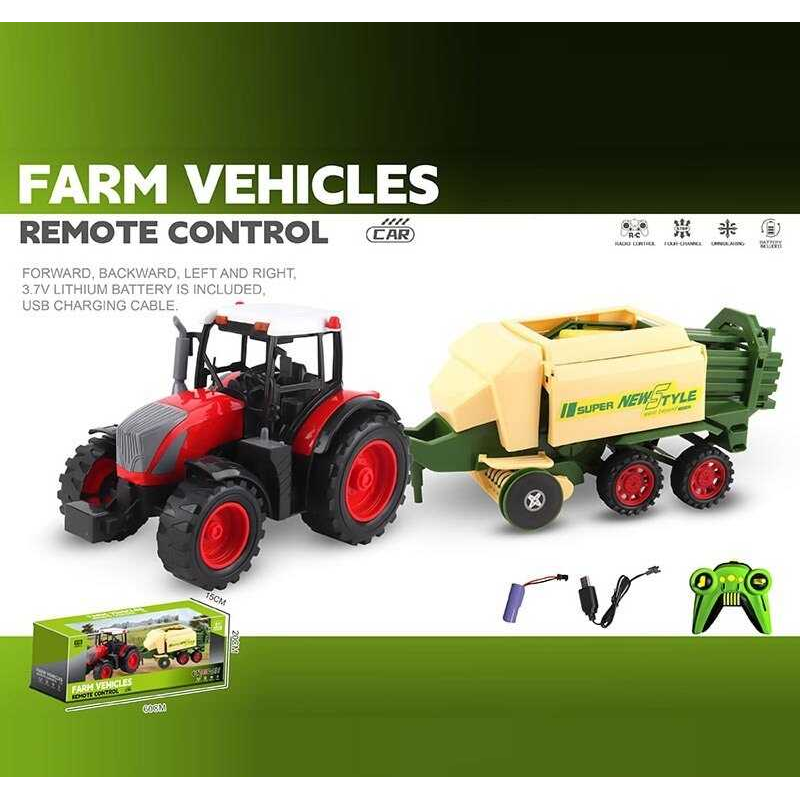 Трактор на радіокеруванні YJ 142-5 (15) акумулятор 3.7. V, USB кабель, пульт керування, масштаб 1:16, причіп, в коробці