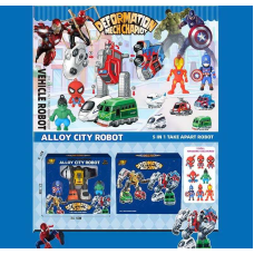 Трансформер 1986-218 (48) 5 машинок, металопластик, інерційні механізми, гумові шини, рухливі елементи, фігурки героїв, в коробці