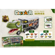 Трейлер 068-190 (12) 43х10х15 см, “Дино-трак”, підсвічування, звук, на батарейках, міні-моделі, причеп прозорий, 12 відділень, в коробці