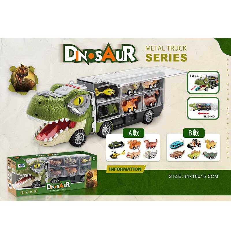 Трейлер 068-190 (12) 43х10х15 см, “Дино-трак”, підсвічування, звук, на батарейках, міні-моделі, причеп прозорий, 12 відділень, в коробці Трейлер 068-190 (12) 43х10х15 см, “Дино-трак”, підсвічування, звук, на батарейках, міні-моделі, причеп прозорий, 12 відділень, в коробці