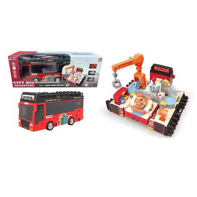 Трейлер із треком SJ 680 A-1 (12) 3 машинки, звуки, мелодії, підсвічування, кермо, рухливі елементи, механічний підіймальний кран, коробці