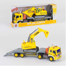 Трейлер з екскаватором WY 571 A (18) інерція, світло, звук, в коробці