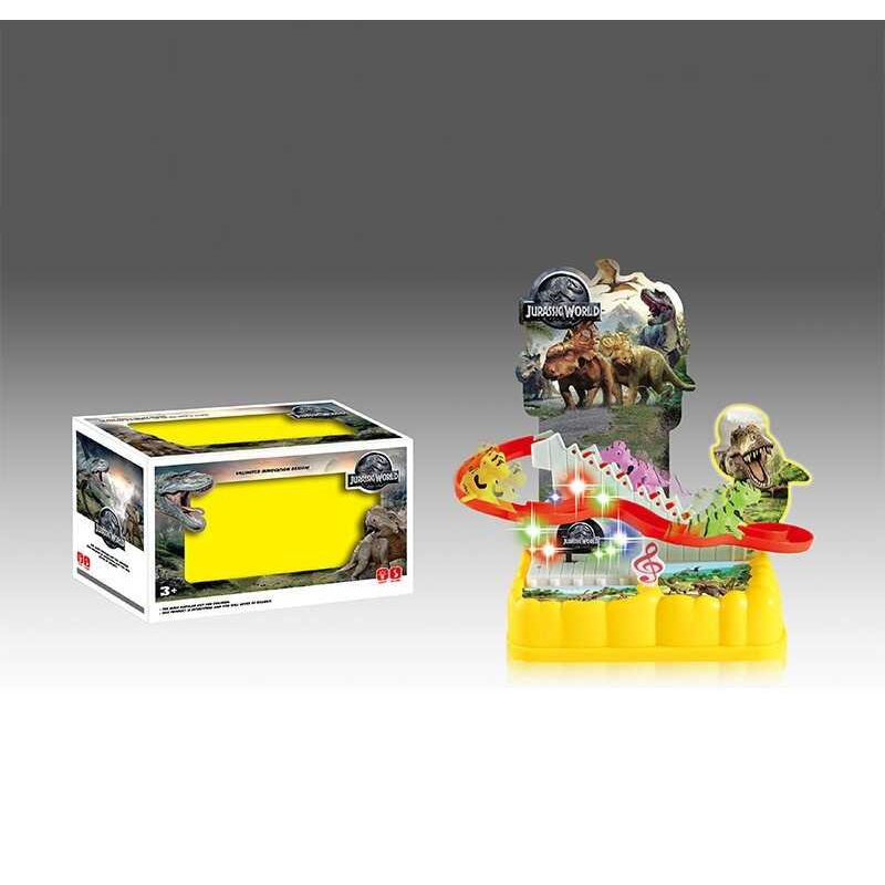Трек 0912-2 (96/2) “Динозаври”, підіймач на батарейках, музика, підсвітка, 3 фігурки, автоматичний підіймач, в коробці