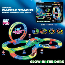 Трек 126 (36/2) 227 деталей, машинка на батарейках, підсвічування, неоновий трек, в коробці