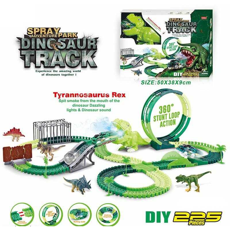 Трек 354 (18/2) світло, звук, дино майданчик, 225 елементів, довжина треку 500 см, аксесуари, в коробці