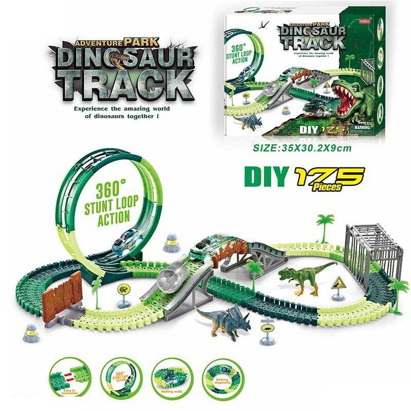 Трек 357 (18/2) світло, дино майданчик, 175 елементів, довжина треку 357 см, аксесуари, в коробці