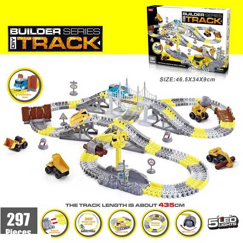 Трек 388 (24/2) 297 деталей, “Будівельна техніка”, машинка на батарейках, підсвічування, декорації, в коробці Трек 388 (24/2) 297 деталей, “Будівельна техніка”, машинка на батарейках, підсвічування, декорації, в коробці