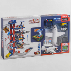 Трек 660 А-303 (10/2) 5 поверхів, 2 машинки, 1 машинка змінює колір, літак, автоматичний підіймач, світло, звук, аксесуари, в коробці