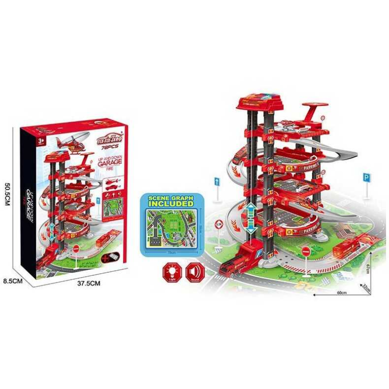 Трек 660 А-329 (16/2) 5 поверхів, 2 машинки, вертоліт, автоматичний підйомник, світло, звук, аксесуари, в коробці