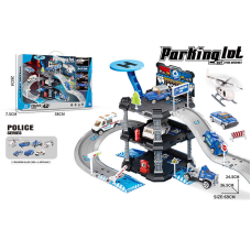 Трек 666-06 (36) 2 металопластикові машинки, гелікоптер, 3 рівні, муляжі оточення, наліпки, в коробці