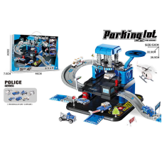 Трек 666-12 (24) 3 металопластикові машинки, гелікоптер, 3 рівні, муляжі оточення, наліпки, в коробці