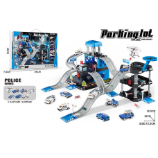 Трек 666-15 (18) 6 металопластикових машинок, гелікоптер, 3 рівні, муляжі оточення, наліпки, в коробці