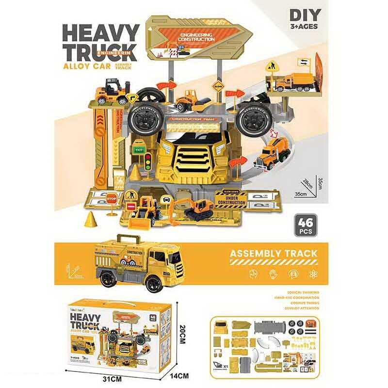 Трек 6661 (36/2) “Будівництво“, 2в1, вантажівка+трек, 46 елементів, металопластикова машинка, пластикові колеса, в коробці Трек 6661 (36/2) “Будівництво“, 2в1, вантажівка+трек, 46 елементів, металопластикова машинка, пластикові колеса, в коробці