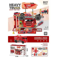 Трек 6662 (36/2) “Пожежна станція“, 2в1, вантажівка+трек, 46 елементів, металопластикова машинка, пластикові колеса, в коробці