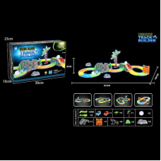 Трек 777-133 (36/2) 200 деталей, машинка на батарейках, підсвічування, неоновий трек, в коробці