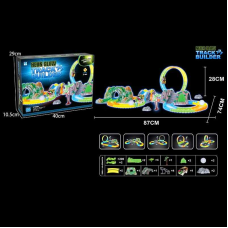 Трек 777-134 (24/2) 200 деталей, машинка на батарейках, підсвічування, неоновий трек, в коробці