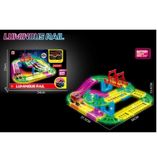 Трек 888-129 (60) люмінесцентний, довжина 38см, 46 деталей, машинка, автоматична їзда, підсвічування фар, в коробці