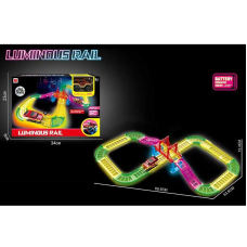Трек 888-130 (60) 30 деталей, люмінесцентний, машинка на батарейці, підсвічування, в коробці