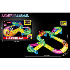 Трек 888-132 (36) 74 елементи, люмінесцентний, машинка на батарейці, підсвічування, в коробці