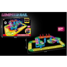 Трек 888-134 (24) 58 елементів, люмінесцентний, машинка на батарейці, підсвічування, в коробці