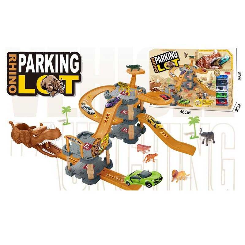 Трек 8881 (24/2) 3 рівні, 6 металопластикових машинок, механічний запускач, фігурки тварин, в коробці Трек 8881 (24/2) 3 рівні, 6 металопластикових машинок, механічний запускач, фігурки тварин, в коробці