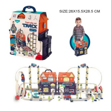 Трек 89972 (12)  2в1 бокс+трек, потяг, звук, 222 елементи, довжина треку 127см, двері будинку відчиняються, рейки, у валізі