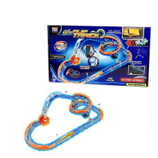 Трек 89984 (24/2) 42 елементи, машинка із вбудованим акумулятором, підсвічування, світиться у темряві, трюки, муляжі оточення, в коробці