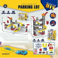 Трек 939-304 (24) парковка, 50 елементів, механічний підйомник, катапульта, 6 металопластикових машин, в коробці