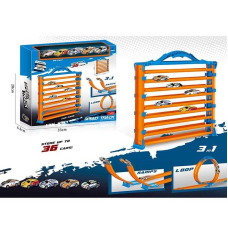 Трек 990 (36) 3в1, трампліни, трюкові петлі, 5 металопластикових машинок, в коробці