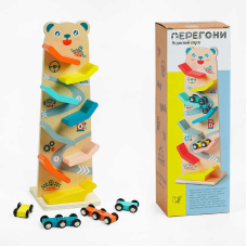 Трек C 61463 (24) “WToys“, 8 спусків, 4 машинки, дерев’яний, в коробці