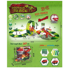 Трек GD 30 A (18/2) 170 деталей, звук, підсвічування, динозавр, парогенератор, машинка, довжина треку 369 см, аксесуари, в коробці