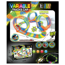 Трек GD 79 A (24) світло, машинка на батарейках, люмінесцентний, автоматичний рух, 148 елементів, довжина треку 468 см, в коробці